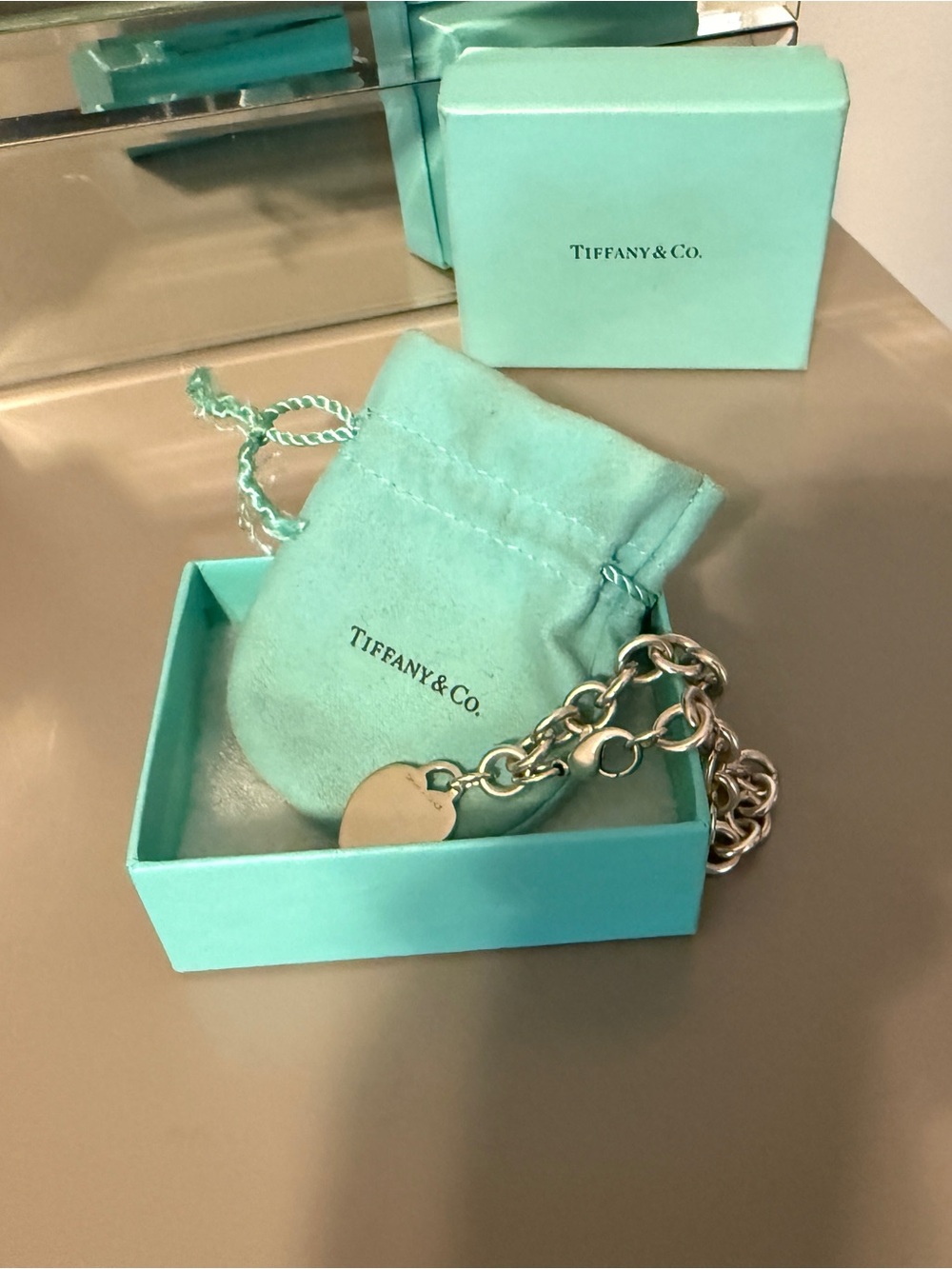 Tiffany & Co. Sterling Silver Heart Tag Link Bracelet – Original Box